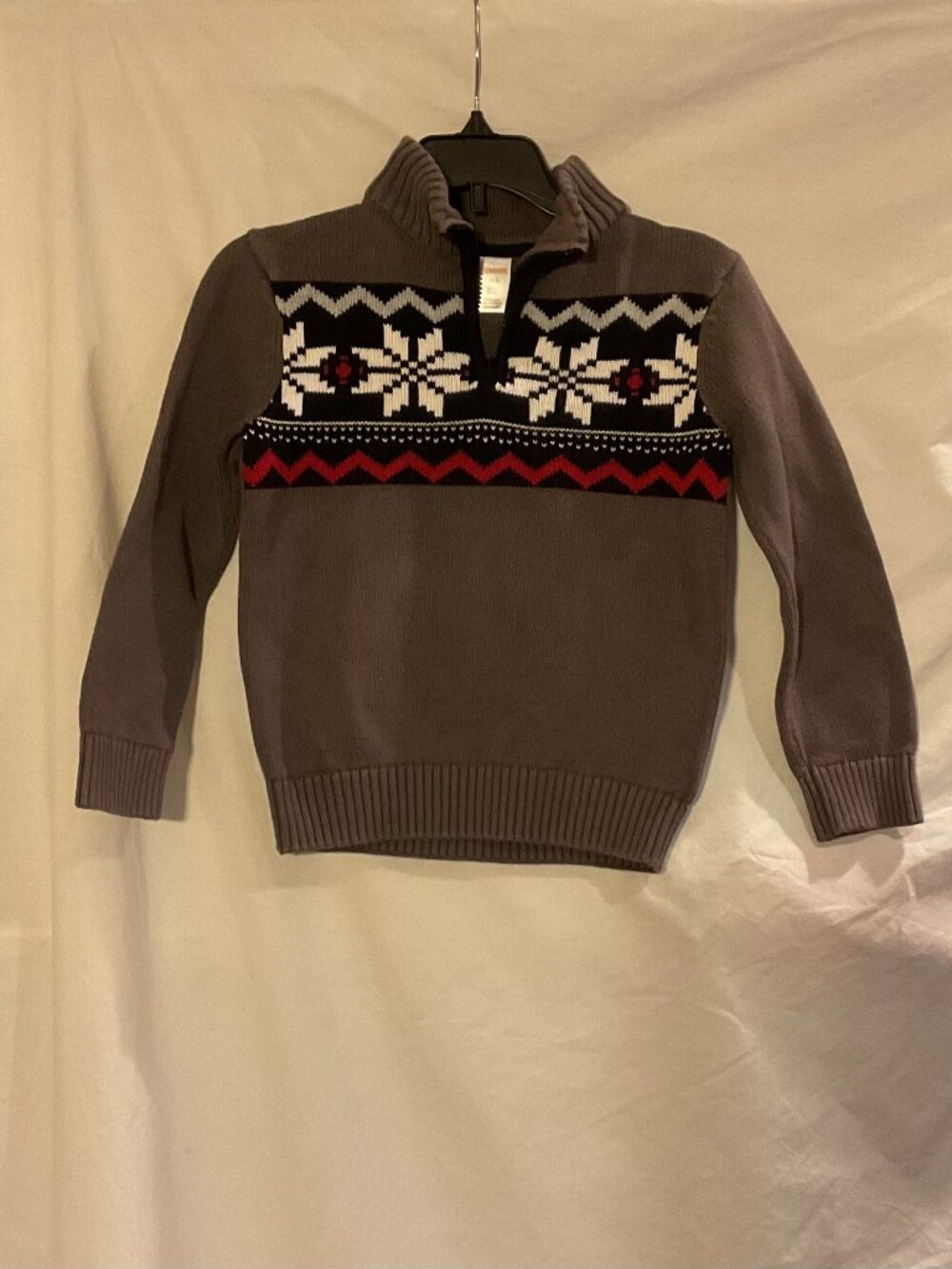 Gymboree Boys Small 5/6 Holiday Gray Snowflake Matching Family Sweater